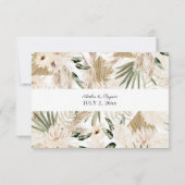 Boho Pampas Grass & Beige Floral RSVP Karte (Rückseite)