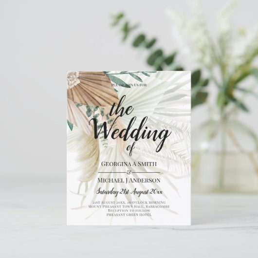 BOHO Pampas Grass Beige Grüne Terracotta Hochzeit (Stehend Vorderseite)