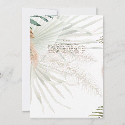 BOHO Pampas Grass Beige Grüne Terracotta Hochzeit Einladung (Rückseite)