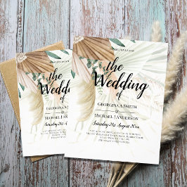 BOHO Pampas Grass Beige Grüne Terracotta Hochzeit Flyer