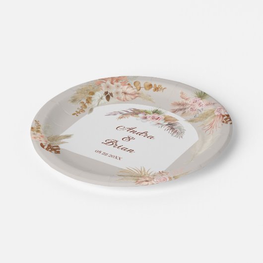 Boho Pampas Grass Besondere Anlass Pappteller (Schrägansicht)