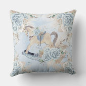 Boho Pampas Grass Blue Floral Rocking Horse Kissen (Rückseite)