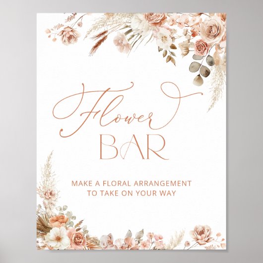 Boho Pampas Grass Blume Bar Poster (Vorne)