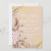Boho Pampas Grass Blume Dusty Golden Wedding Einladung (Vorderseite)