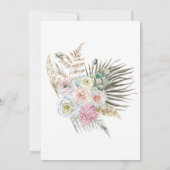 Boho Pampas Grass Blush Blumenarm Babydusche Einladung (Rückseite)