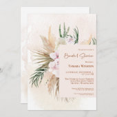 Boho Pampas Grass Blush Brautparty Invit Einladung (Vorne/Hinten)