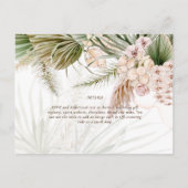 BOHO Pampas Grass Blush Hochzeit Postkarte (Rückseite)
