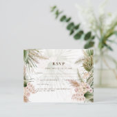 BOHO Pampas Grass Blush Hochzeit Postkarte (Stehend Vorderseite)