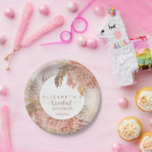 Boho Pampas Grass | Blush Hydrangeas-Brautparty Pappteller (Party)