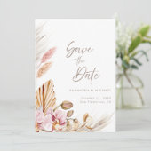 Boho Pampas Grass Blush Orchid Save the Dave Card Einladung (Stehend Vorderseite)