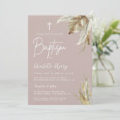 Boho Pampas Grass Blush Pink Custom Taptisse Einladung (Stehend Vorderseite)