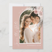 Boho Pampas Grass Blush Pink Foto Hochzeit Save The Date (Vorderseite)
