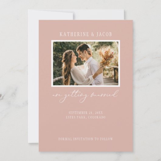 Boho Pampas Grass Blush Pink Foto Hochzeit Save The Date (Rückseite)