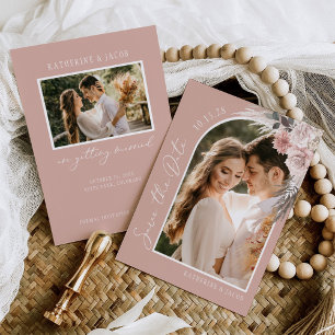 Boho Pampas Grass Blush Pink Foto Hochzeit Save The Date