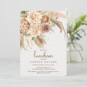 Boho Pampas Grass Bohemian Wüstenluncheon Einladung (Stehend Vorderseite)