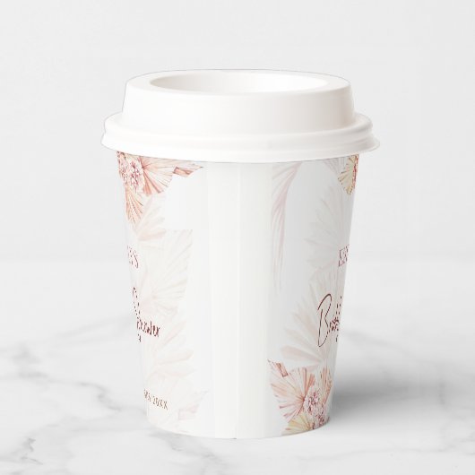 Boho Pampas Grass Bohemisches Brautparty Kaffee Pappbecher (Rechts)