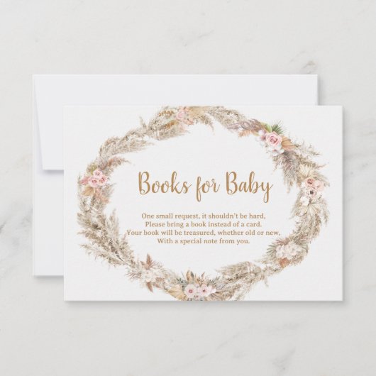 Boho Pampas Grass Books for Baby Card | Neutral Dankeskarte (Vorderseite)