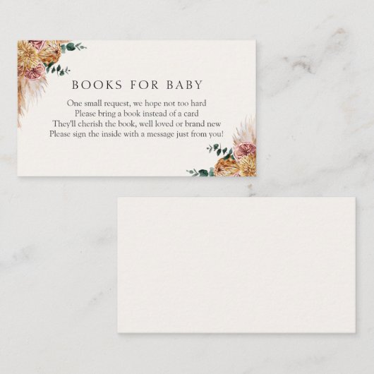Boho Pampas Grass Books for Baby Insert Card (Vorne/Hinten)