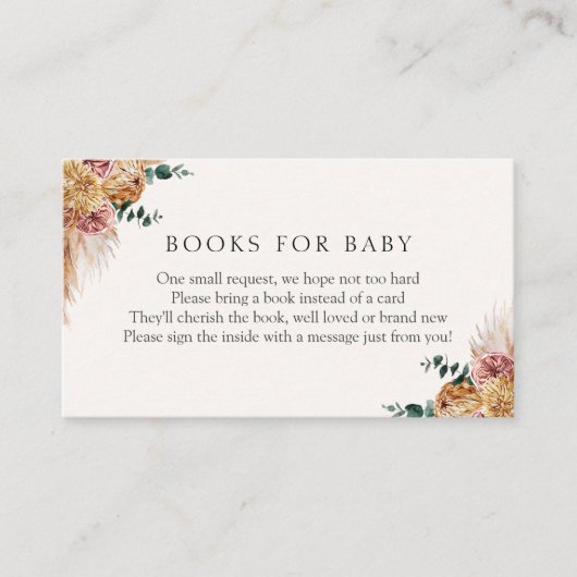 Boho Pampas Grass Books for Baby Insert Card (Vorderseite)