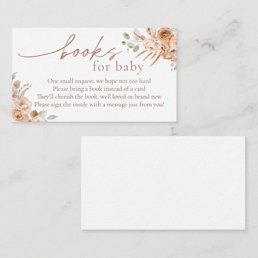 Boho Pampas Grass Books for Baby Insert Card (Vorne/Hinten)