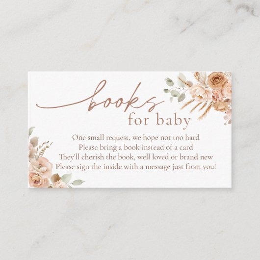 Boho Pampas Grass Books for Baby Insert Card (Vorderseite)