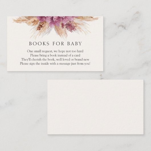 Boho Pampas Grass Books for Baby Insert Card (Vorne/Hinten)