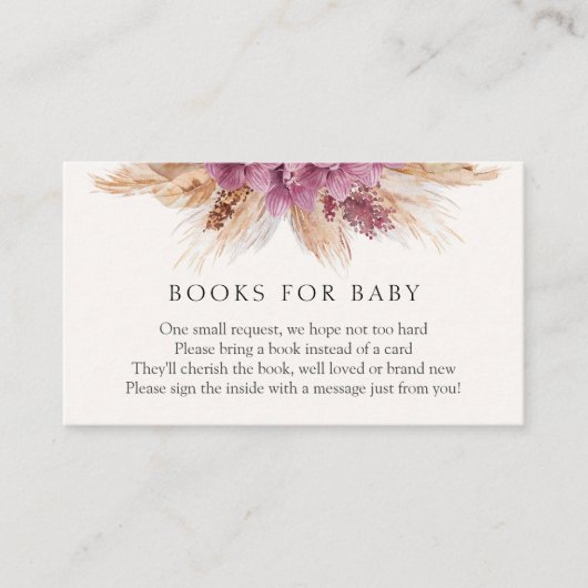 Boho Pampas Grass Books for Baby Insert Card (Vorderseite)