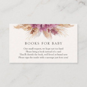 Boho Pampas Grass Books for Baby Insert card