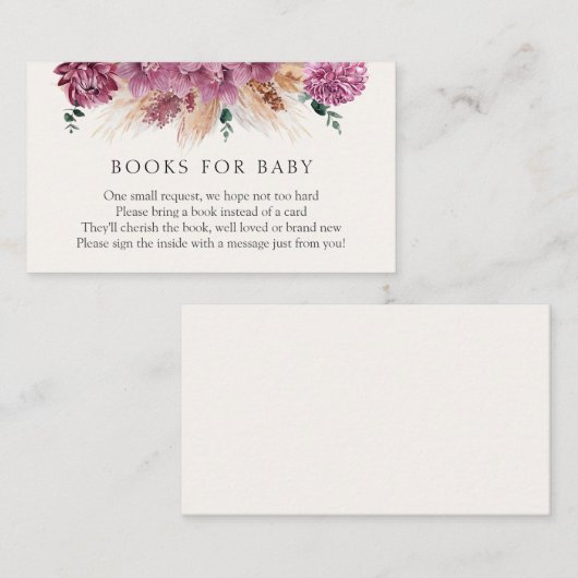 Boho Pampas Grass Books for Baby Insert Card (Vorne/Hinten)