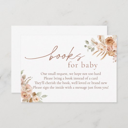 Boho Pampas Grass Books for Baby Insert Card Einladung (Vorne/Hinten)