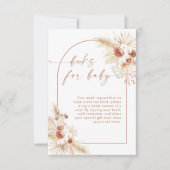 Boho Pampas Grass Books for Baby Request Card Einladung (Vorderseite)