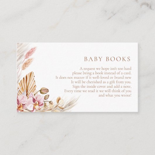 Boho Pampas Grass Books für Babydusche | Begleitkarte (Vorderseite)