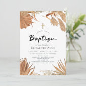 Boho Pampas Grass Botanische Taufe Einladung (Stehend Vorderseite)