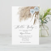 Boho Pampas Grass Boy Baby Shower Einladung (Stehend Vorderseite)