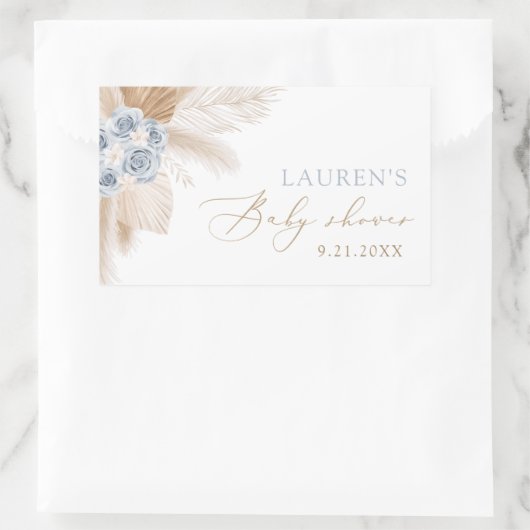 Boho Pampas Grass Boy Baby Shower Rechteckiger Aufkleber (Tasche)