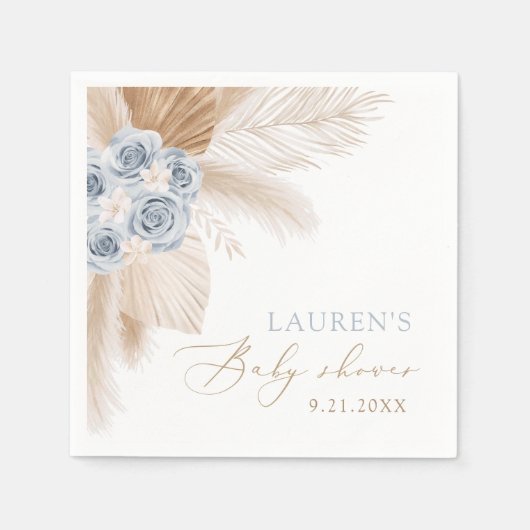 Boho Pampas Grass Boy Babydusche Napkins Serviette (Vorderseite)