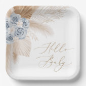 Boho Pampas Grass Boy Babydusche Teller (Vorderseite)