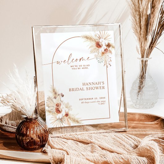 Boho Pampas Grass Brautparty Begrüßungszeichen Poster