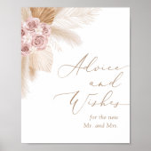 Boho Pampas Grass Brautparty Beratung und Wünsche Poster (Vorne)