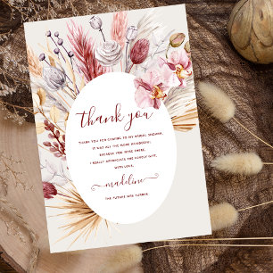 Boho Pampas Grass Brautparty Dankeschön Karte
