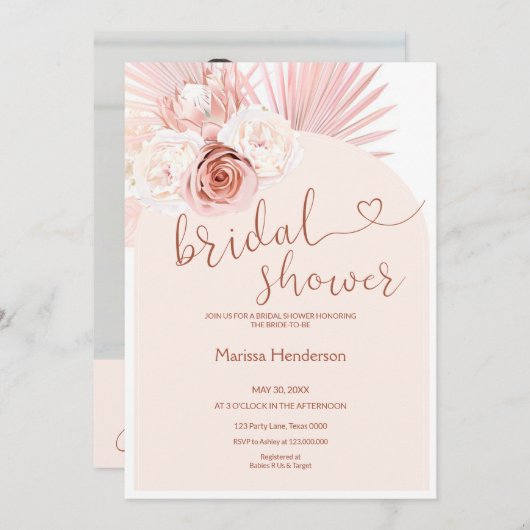 Boho Pampas Grass Brautparty Einladung (Vorne/Hinten)