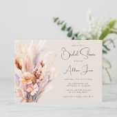 Boho Pampas Grass Brautparty Einladung (Stehend Vorderseite)