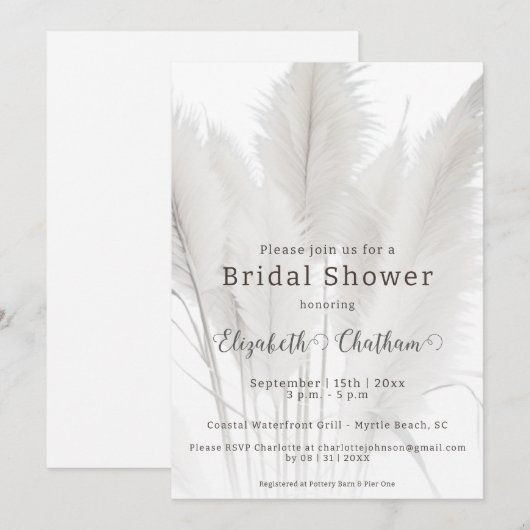 Boho Pampas Grass Brautparty Einladung (Vorne/Hinten)