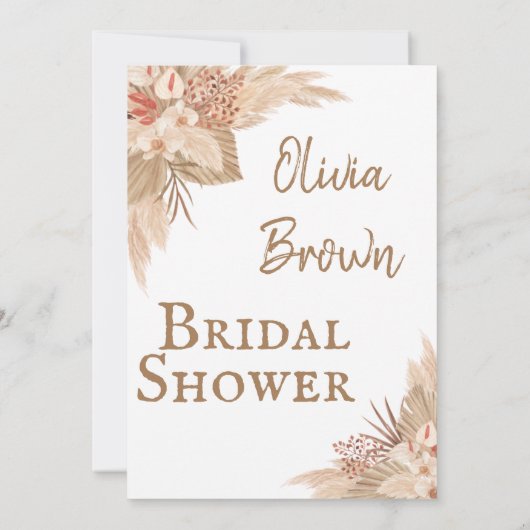 Boho Pampas Grass Brautparty Einladung (Rückseite)