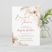 Boho pampas Grass Brautparty Einladung (Stehend Vorderseite)