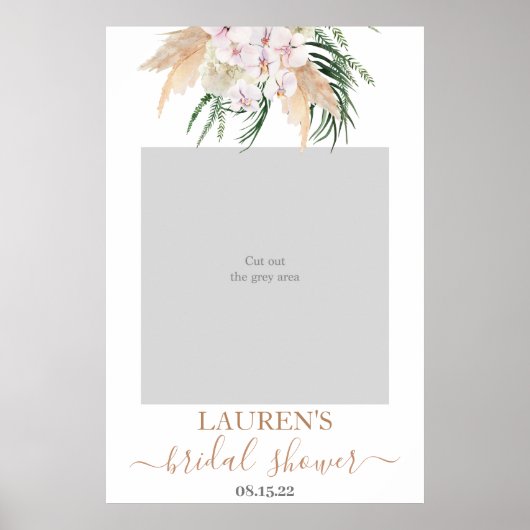 Boho Pampas Grass Brautparty Foto Prop Poster (Vorne)