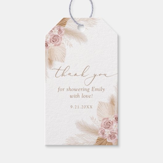 Boho Pampas Grass Brautparty Geschenkanhänger (Vorderseite)