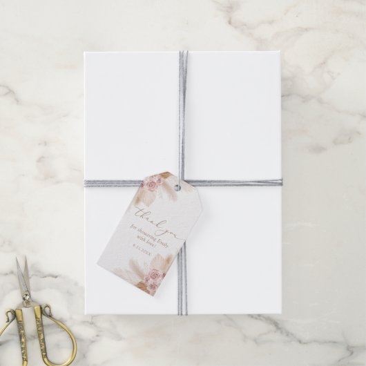 Boho Pampas Grass Brautparty Geschenkanhänger (Mit Garn)