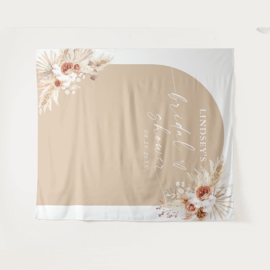 Boho Pampas Grass Brautparty Hintergrund Tapestati Wandteppich (Vorderseite (Horizontal))