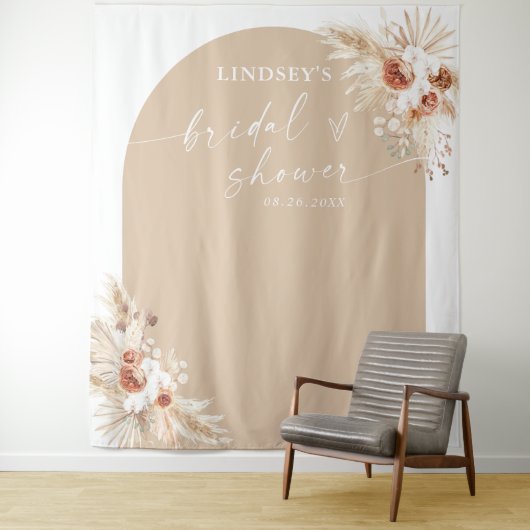 Boho Pampas Grass Brautparty Hintergrund Tapestati Wandteppich (Beispiel)